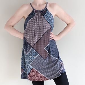 High Neck Patchwork Dress